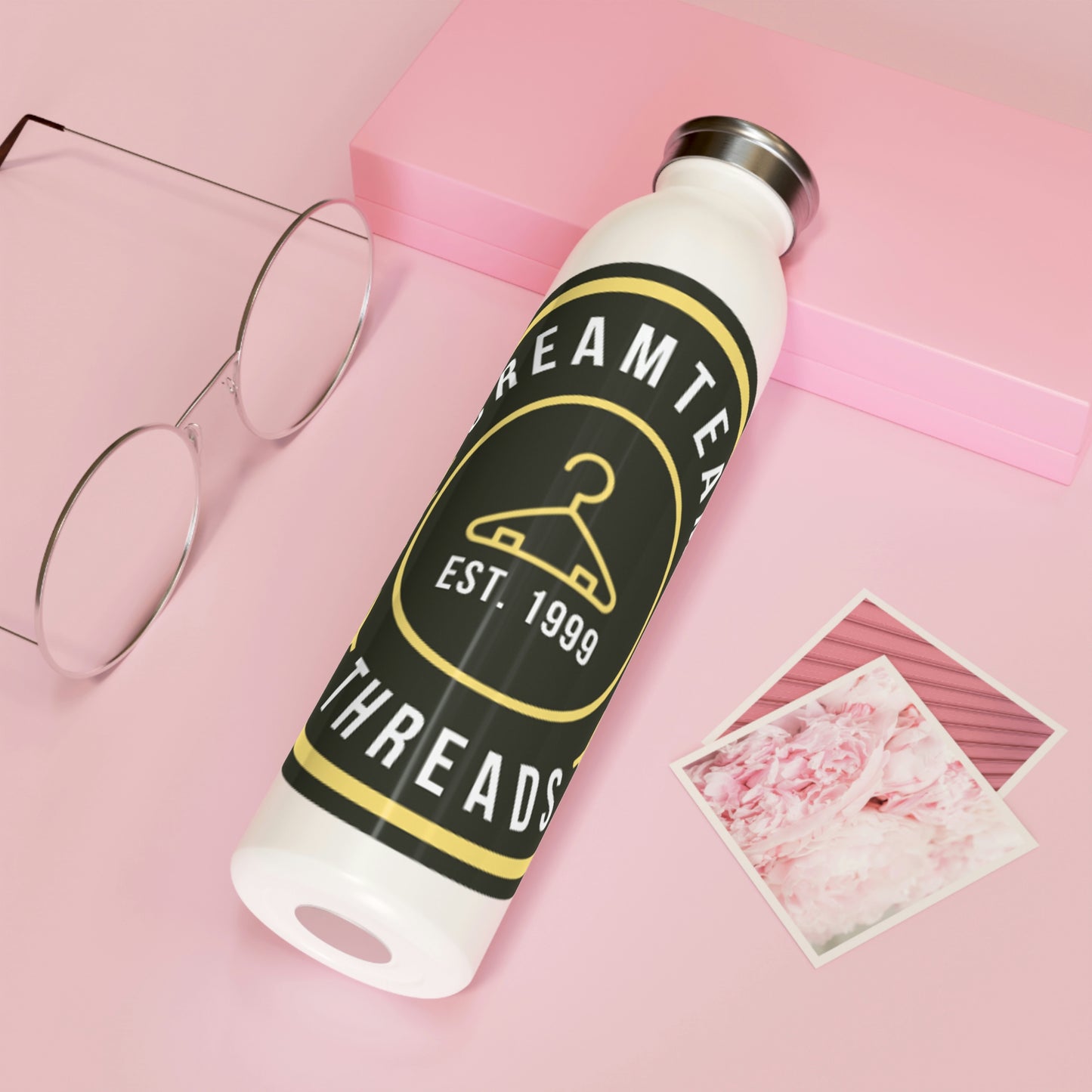 Cream Team Logo Water Bottle