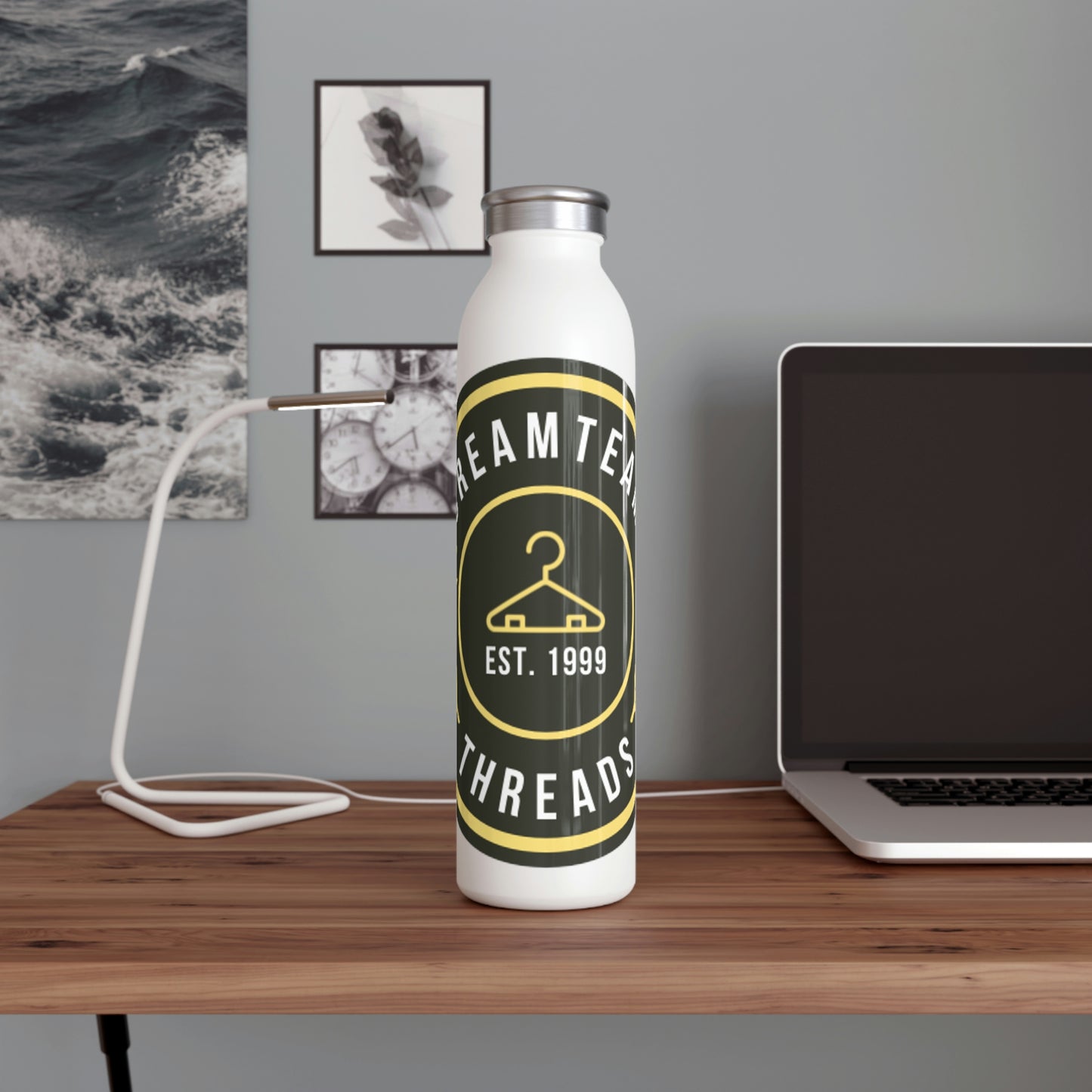 Cream Team Logo Water Bottle